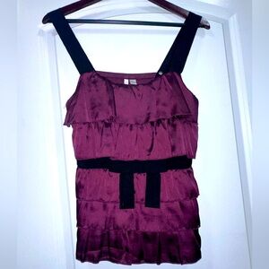 Womens Plum Ruffle Tank Size Med